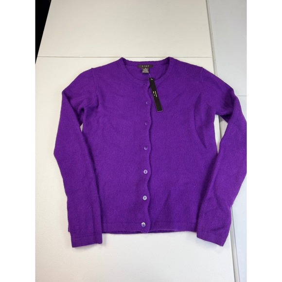 LINK Purple Cardigan Sweater Wool Long Sleeve Button Front Knitwear M - Picture 2 of 8